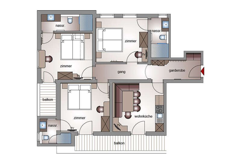 Grundriss Ferienwohnung Gästehaus Wiesenheim